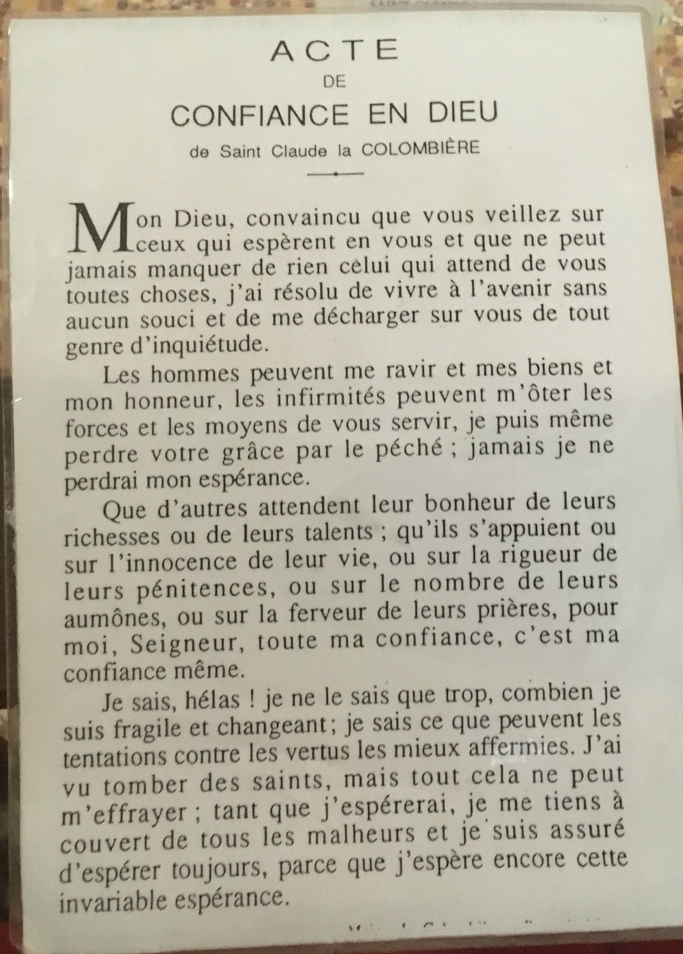 Prière de Saint Claude La Colombière